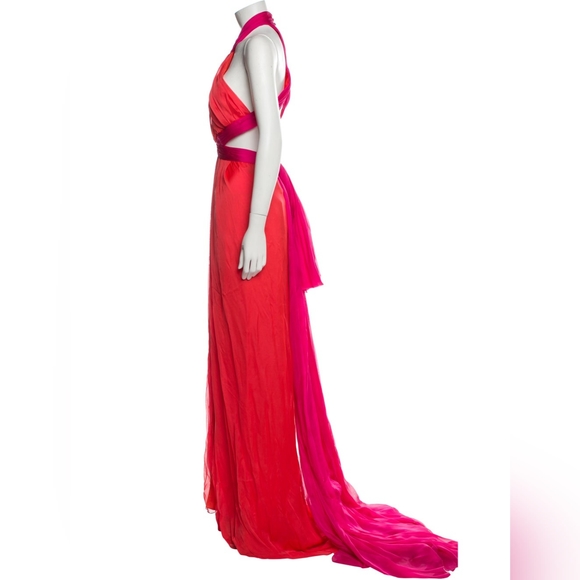Brandon Maxwell Silk Evening Gown red with pink size 8 Fits a 6-12 - Picture 3 of 8